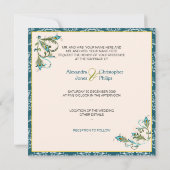 Pfauenfedern Damaskus Hochzeit Einladung (Rückseite)