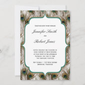 Pfauenfedern Einladung zur Hochzeit (Vorderseite)