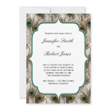 Pfauenfedern Einladung zur Hochzeit