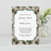 Pfauenfedern Einladung zur Hochzeit (Stehend Vorderseite)