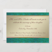 Pfauenfedern elegante Hochzeitseinladungen Einladung (Rückseite)