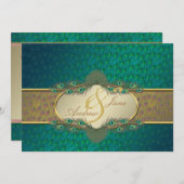 Pfauenfedern elegante Hochzeitseinladungen Einladung (Vorne/Hinten)