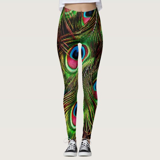 Pfauenfedern fallen leggings (Vorderseite)