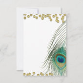Pfauenfedern & Gold Boho Glam Tischzahl Einladung (Rückseite)