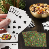 Pfauenfedern Grüner Hintergrund Spielkarten (In Situ)
