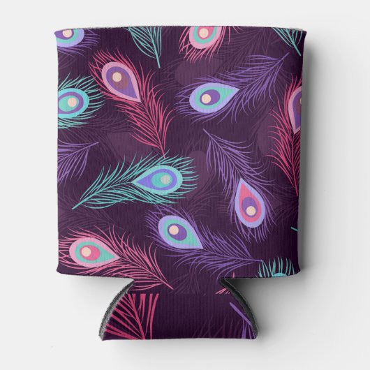 PfauenFedern: Handgezeichnet Vintag. Dosenkühler (Vorderseite)