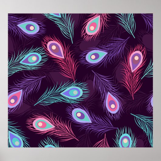 PfauenFedern: Handgezeichnet Vintag. Poster (Vorne)
