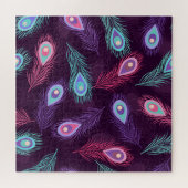 PfauenFedern: Handgezeichnet Vintag. Puzzle (Horizontal)