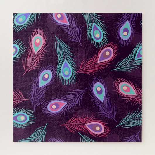 PfauenFedern: Handgezeichnet Vintag. Puzzle (Horizontal)