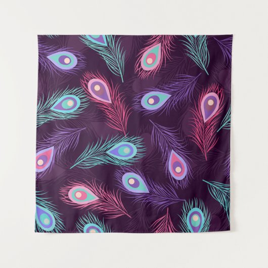 PfauenFedern: Handgezeichnet Vintag. Wandteppich (Vorderseite)