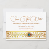 Pfauenfedern Hochzeit blühend Vogelthema rett Einladung (Vorderseite)