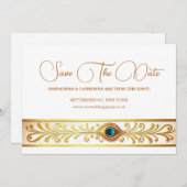 Pfauenfedern Hochzeit blühend Vogelthema rett Einladung (Vorne/Hinten)