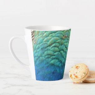Pfauenfedern I Farbige abstrakte Naturgestaltung Milchtasse