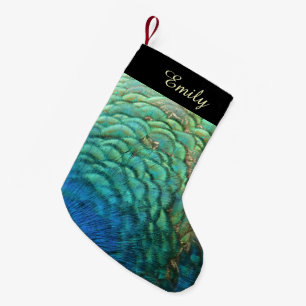 Pfauenfedern I Farbreiches abstraktes Naturdesign Kleiner Weihnachtsstrumpf