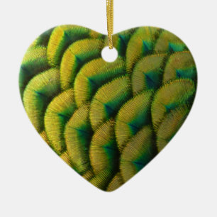 Pfauenfedern II Farbige Natur Keramikornament