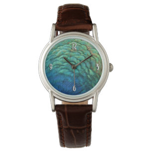 PfauenFedern in farbenprächtiger Abstrakter Natur Armbanduhr