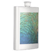 PfauenFedern in farbenprächtiger Abstrakter Natur Flachmann (Rechts)