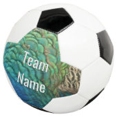 PfauenFedern in farbenprächtiger Abstrakter Natur Fußball (Dreiviertel)
