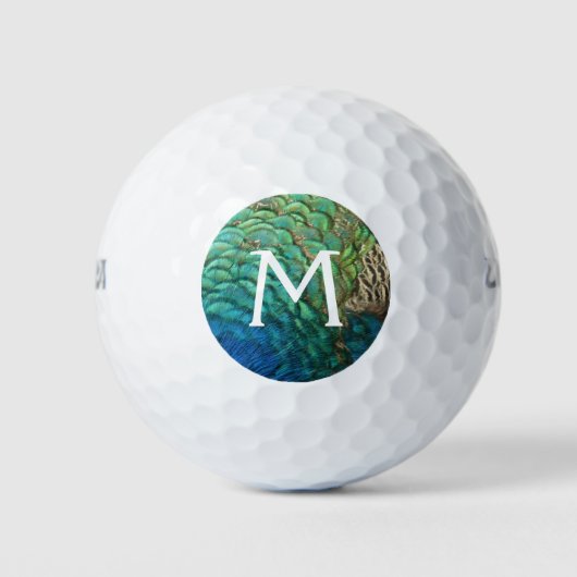 PfauenFedern in farbenprächtiger Abstrakter Natur Golfball (Vorderseite)