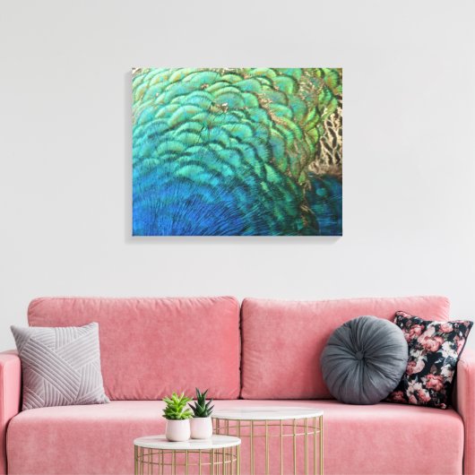 PfauenFedern in farbenprächtiger Abstrakter Natur Leinwanddruck (Insitu (Wohnzimmer))