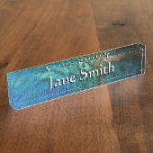 PfauenFedern in farbenprächtiger Abstrakter Natur Namensplakette (Seite)