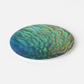 PfauenFedern in farbenprächtiger Abstrakter Natur Pappteller (Schrägansicht)