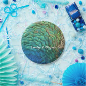 PfauenFedern in farbenprächtiger Abstrakter Natur Pappteller (Party)