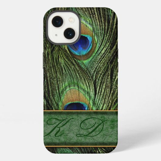 Pfauenfedern iPhone 6 Hülle Monogramm (Rückseite)