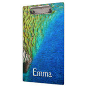 Pfauenfedern IV Farbenfrohe Abstrakte Natur Klemmbrett (Links)