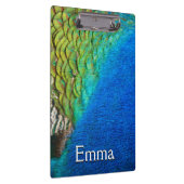 Pfauenfedern IV Farbenfrohe Abstrakte Natur Klemmbrett (Rechts)