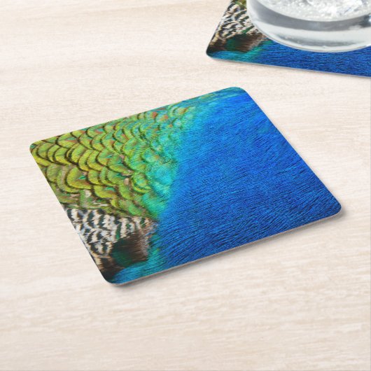 Pfauenfedern IV Farbenfrohe Abstrakte Natur Rechteckiger Pappuntersetzer (angewinkelt)