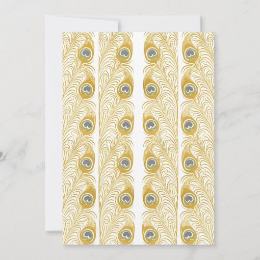 Pfauenfedern klassische weiße Hochzeitseinladungen Einladung (Rückseite)