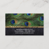 PfauenFedern, Leder, Goldschaum Visitenkarte (Rückseite)