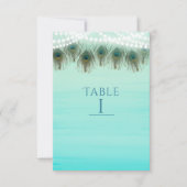 PfauenFedern & Lichter Rustikale Tischnummer Card (Vorderseite)