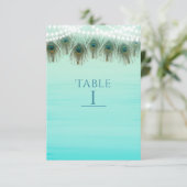 PfauenFedern & Lichter Rustikale Tischnummer Card (Stehend Vorderseite)