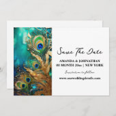 Pfauenfedern Luxusvogelgeflügel plumpen Verlobung Save The Date (Vorne/Hinten)