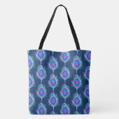 Pfauenfedern, Marine und Pastellblau Tasche (Rückseite)