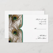 PfauenFedern mit Doppelrahmen-Antwortkarte RSVP Karte (Vorne/Hinten)