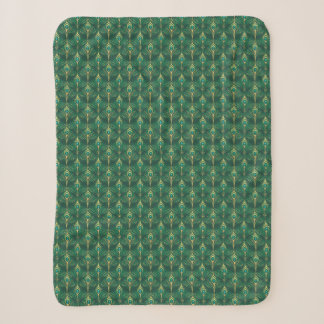 Pfauenfedern-Muster in Smaragdgrün und Gold Sherpadecke