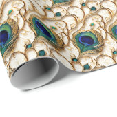 Pfauenfedern nahtloses Muster Hochzeitstag Geschenkpapier (Rolleneckpunkt)