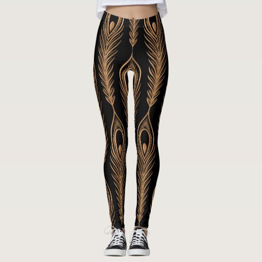 PfauenFedern, orientalisches Luxusmuster. Leggings (Vorderseite)