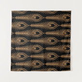 PfauenFedern, orientalisches Luxusmuster. Wandteppich (Vorderseite (Horizontal))