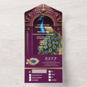 Pfauenfedern Paisley von Indianern All In One Einladung (Innen Boden)