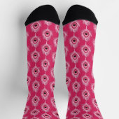 PfauenFedern, Pastellrosa auf Fuchsienrosa Socken (Oben)