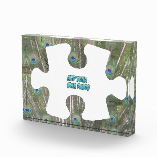 Pfauenfedern Puzzle-Piece-Kust. Fotoblock (Rechts)