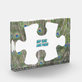 Pfauenfedern Puzzle-Piece-Kust. Fotoblock (Links)