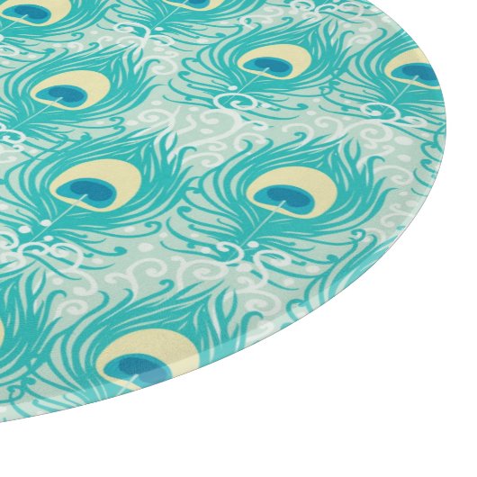 Pfauenfedern Schneidebrett (Ecke)