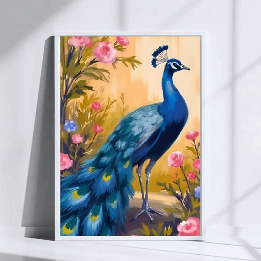 Pfauenfedern schöne Blumen Tier Poster