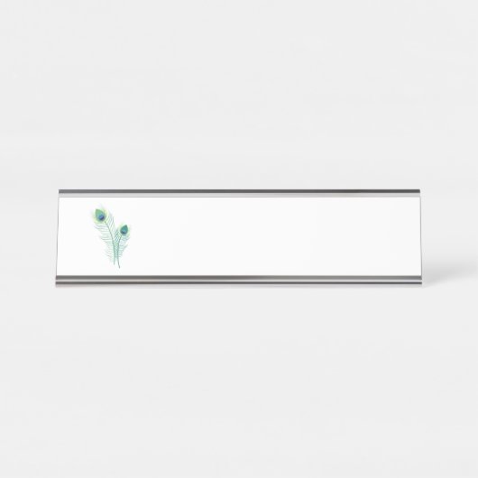 Pfauenfedern Schreibtischnamensplakette (Vorderseite )