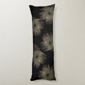 Pfauenfedern schwarz seitenschläferkissen (Rückseite (Vertikal))